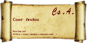 Cser Andos névjegykártya